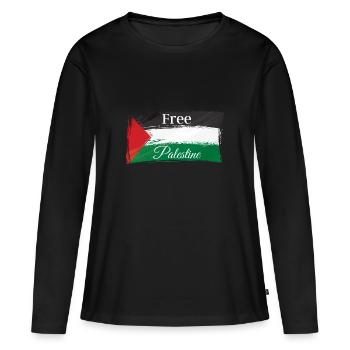Free Palestine Palestine Paix Liberté - T-shirt manches longues Premium bio Femme - noir - Devant - Julia (174cm)