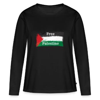 Free Palestine Palestine Paix Liberté - T-shirt manches longues Premium bio Femme - noir - Devant - Julia (174cm)