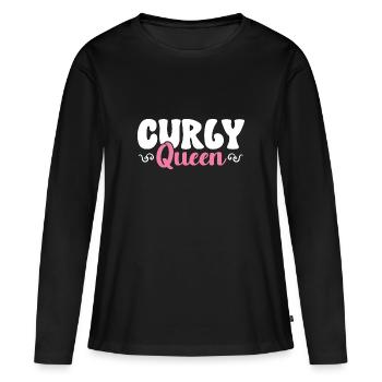 Cheveux bouclés Boucles afro Cheveux naturels - T-shirt manches longues Premium bio Femme - noir - Devant - Julia (174cm)