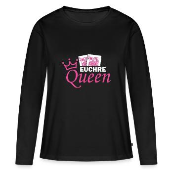 Conception de jeux de cartes Euchre Queen - T-shirt manches longues Premium bio Femme - noir - Devant - Julia (174cm)
