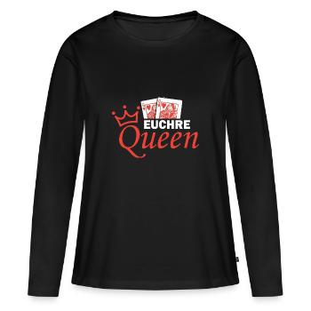 Conception de jeux de cartes Euchre Queen - T-shirt manches longues Premium bio Femme - noir - Devant - Julia (174cm)