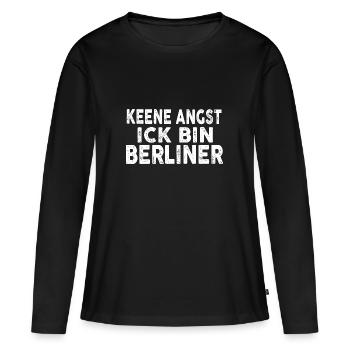Keene Angst Ick bin Berliner - Frauen Premium Bio Langarmshirt - Schwarz - Vorne - Julia (174cm)