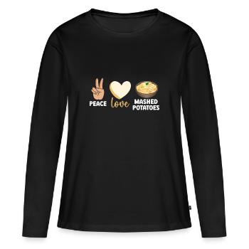 Purée de pommes de terre Purée de pommes de terre - T-shirt manches longues Premium bio Femme - noir - Devant - Julia (174cm)
