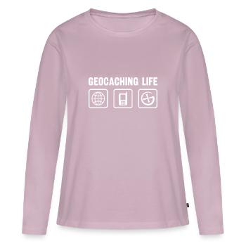 Geocaching Geocacher Cadeau - T-shirt manches longues Premium bio Femme - rose poudré - Devant - Julia (174cm)