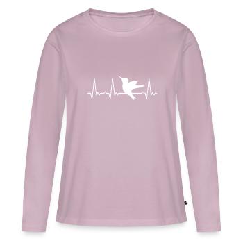 Colibri battement de cœur - T-shirt manches longues Premium bio Femme - rose poudré - Devant - Julia (174cm)