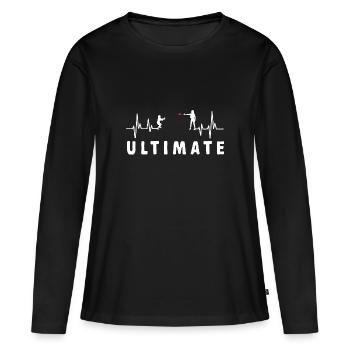 Ultimate Frisbee Wurfscheibe - Frauen Premium Bio Langarmshirt - Schwarz - Vorne - Julia (174cm)