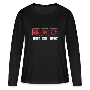Video Editor Filmemacher Videofilmer - Frauen Premium Bio Langarmshirt - Schwarz - Vorne - Julia (174cm)