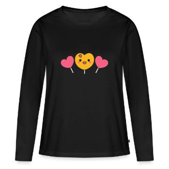 bonbon - T-shirt manches longues Premium bio Femme - noir - Devant - Julia (174cm)