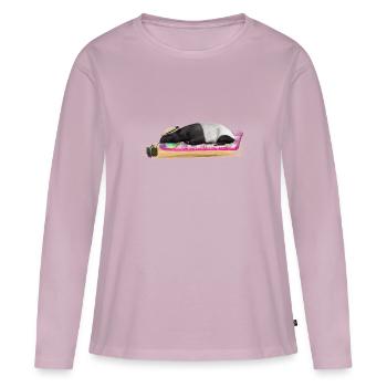 Tapir - T-shirt manches longues Premium bio Femme - rose poudré - Devant - Julia (174cm)
