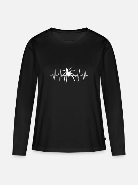 Große Spinne mit Herzlinie ich liebe Spinnen - Frauen Premium Bio Langarmshirt - Schwarz