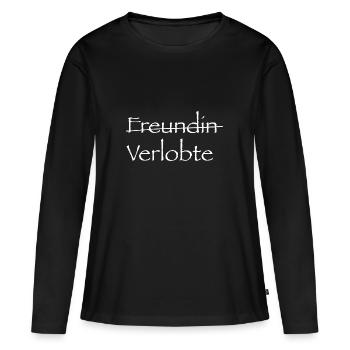Freundin durchgestrichen, Verlobte! - Frauen Premium Bio Langarmshirt - Schwarz - Vorne - Julia (174cm)