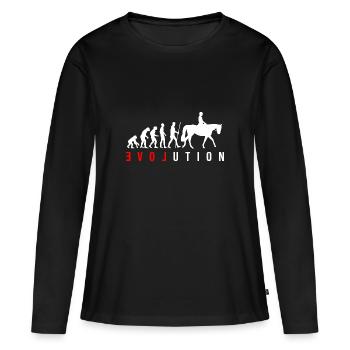 Dressur Evolution LIEBE zum Pferd - Frauen Premium Bio Langarmshirt - Schwarz - Vorne - Julia (174cm)