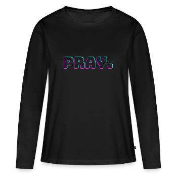 pray ( prier ) - T-shirt manches longues Premium bio Femme - noir - Devant - Julia (174cm)
