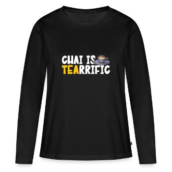 Thé Chai Masala Chai - T-shirt manches longues Premium bio Femme - noir - Devant - Julia (174cm)