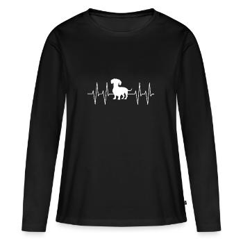 Teckel Teckel avec ligne de cœur mon teckel - T-shirt manches longues Premium bio Femme - noir - Devant - Julia (174cm)