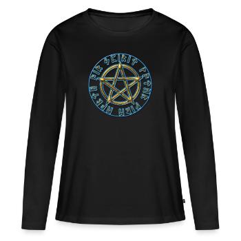 Runes pentagone étoilé, pentagramme, protection, - T-shirt manches longues Premium bio Femme - noir - Devant - Julia (174cm)