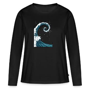 Fibonacci Spiral Nombre d’Or Surfer Wave - T-shirt manches longues Premium bio Femme - noir - Devant - Julia (174cm)