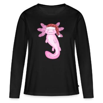 Mignon axolotl de Noël - T-shirt manches longues Premium bio Femme - noir - Devant - Julia (174cm)