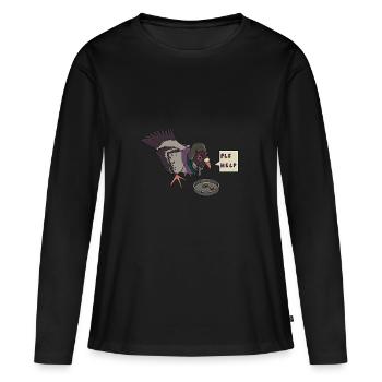 Pigeon triste - T-shirt manches longues Premium bio Femme - noir - Devant - Julia (174cm)