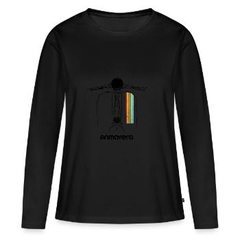 Motorroller Roller Primavera - Frauen Premium Bio Langarmshirt - Schwarz - Vorne - Julia (174cm)