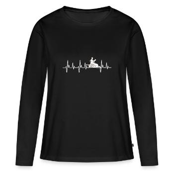 Chemise de triathlon, Triathlet Geschenkidee Triathlète - T-shirt manches longues Premium bio Femme - noir - Devant - Julia (174cm)