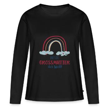 Beste Grossmutter Regenbogen Grossmama Oma Omi - Frauen Premium Bio Langarmshirt - Schwarz - Vorne - Julia (174cm)