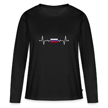 Russie - T-shirt manches longues Premium bio Femme - noir - Devant - Julia (174cm)