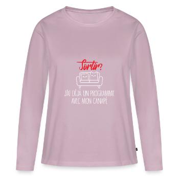 Go out? Nap Sofa Program - Women's Premium Organic Long Sleeve Shirt - dusky pink - Front - Julia (174cm)