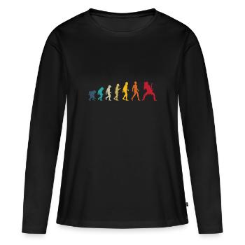 Funny metalhead evolution heavy metal music - Women's Premium Organic Long Sleeve Shirt - black - Front - Julia (174cm)