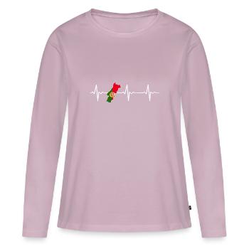 Portugal Lisbonne Portugais Rythme cardiaque - T-shirt manches longues Premium bio Femme - rose poudré - Devant - Julia (174cm)