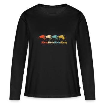 Forêt tropicale des oiseaux toucans - T-shirt manches longues Premium bio Femme - noir - Devant - Julia (174cm)