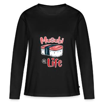 Musubi Love - Ambiance culinaire hawaïenne - T-shirt manches longues Premium bio Femme - noir - Devant - Julia (174cm)