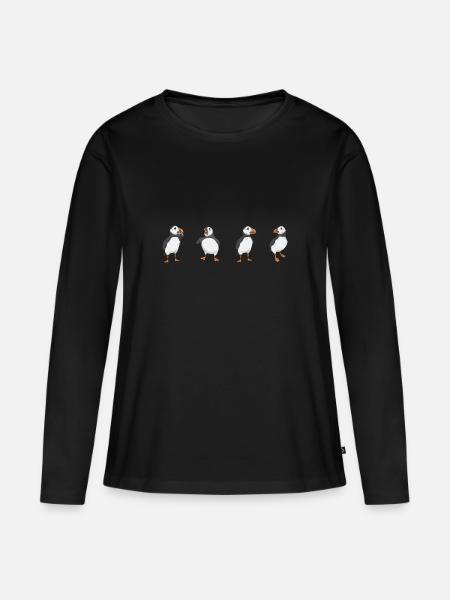 Papageientaucher Puffin Alkenvögel Lunde - Frauen Premium Bio Langarmshirt - Schwarz