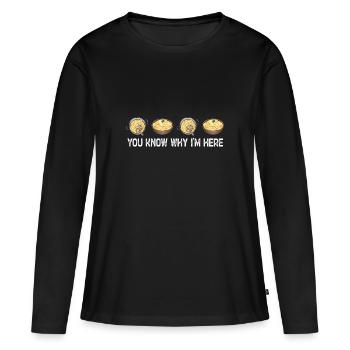 Purée de pommes de terre Purée de pommes de terre - T-shirt manches longues Premium bio Femme - noir - Devant - Julia (174cm)