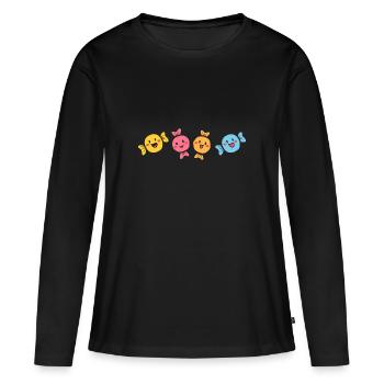 bonbon - T-shirt manches longues Premium bio Femme - noir - Devant - Julia (174cm)