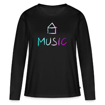 House Music - T-shirt manches longues Premium bio Femme - noir - Devant - Julia (174cm)