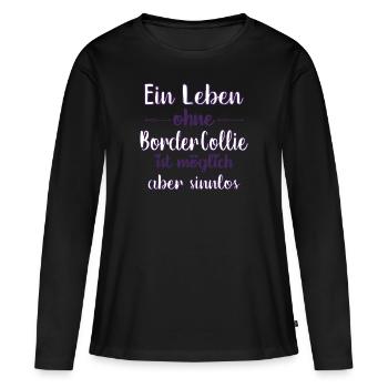 Border Collie - Frauen Premium Bio Langarmshirt - Schwarz - Vorne - Julia (174cm)