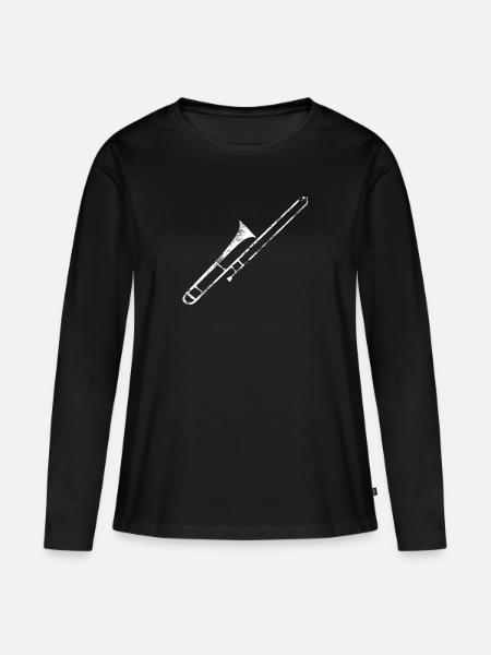 Posaune Artwork - Frauen Premium Bio Langarmshirt - Schwarz