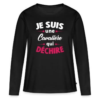 Je Suis Une Cavalière Qui Déchire - T-shirt manches longues Premium bio Femme - noir - Devant - Julia (174cm)