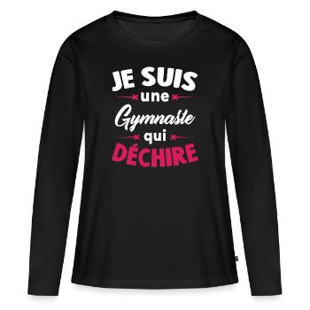 Je Suis Une Gymnaste Qui Déchire - T-shirt manches longues Premium bio Femme - noir - Devant - Julia (174cm)