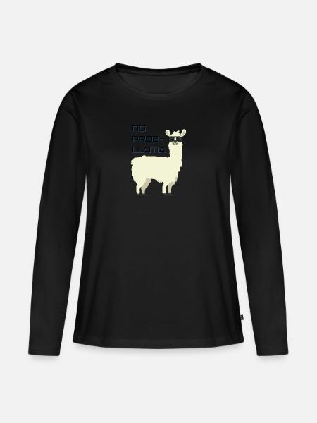 No Problama Lama Lustiger Spruch Alpaka Geschenk - Frauen Premium Bio Langarmshirt - Schwarz