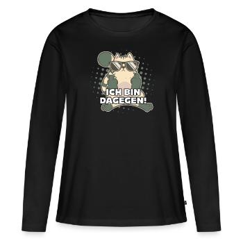 Chat Doigts Moyens Chats J'y Suis - T-shirt manches longues Premium bio Femme - noir - Devant - Julia (174cm)