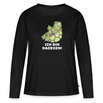Tortue majeur je suis là - T-shirt manches longues Premium bio Femme - noir - Devant - Julia (174cm)