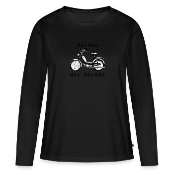 Helden der Straße, Hercules Prima 5, 25 km/h, Mofa - Frauen Premium Bio Langarmshirt - Schwarz - Vorne - Julia (174cm)