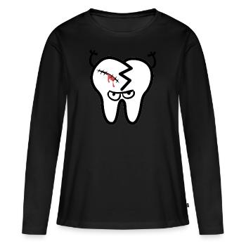 mauvaise dent - T-shirt manches longues Premium bio Femme - noir - Devant - Julia (174cm)