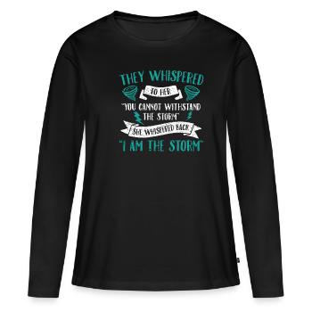 Feministin: Ich Bin Der Sturm! - Frauen Premium Bio Langarmshirt - Schwarz - Vorne - Julia (174cm)