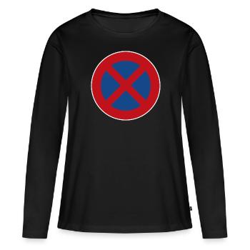 Panneau de signalisation permis de conduire absolu pas de parking - T-shirt manches longues Premium bio Femme - noir - Devant - Julia (174cm)