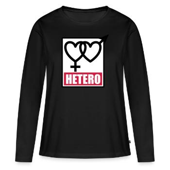 04 HETERO Herzen Liebe Love Heterosexuell - Frauen Premium Bio Langarmshirt - Schwarz - Vorne - Julia (174cm)