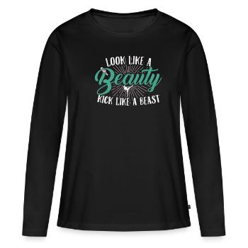 Combattants de kickboxing - T-shirt manches longues Premium bio Femme - noir - Devant - Julia (174cm)