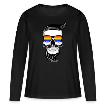 LGBT Skull Gay Pride Barbe Comin Out CSD - T-shirt manches longues Premium bio Femme - noir - Devant - Julia (174cm)